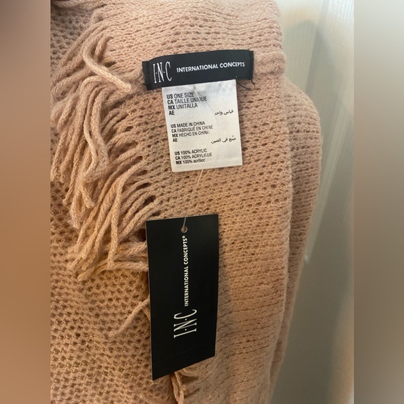 NWT Pink Fringed Infinity Scarf by INC - Picture 4 of 5